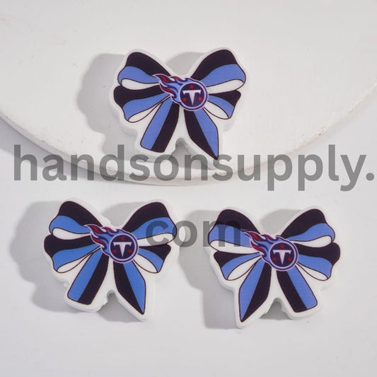 Tennessee Football Team Pattern on Bow Tie Shape Silicone Focal Bead