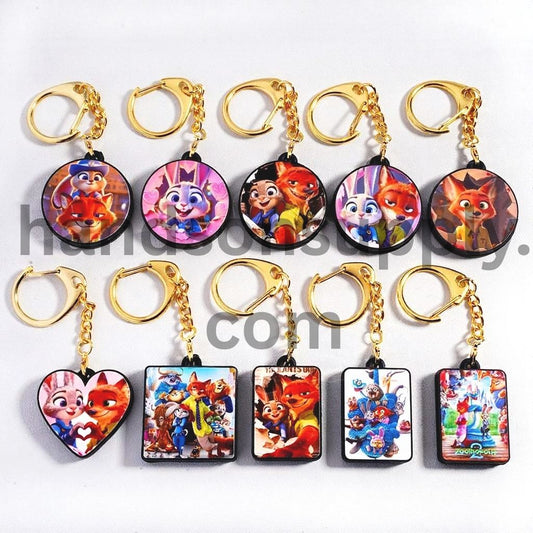 Crazy Animal City Series Different Designs and Shapes, Silicone Charm Metal Keychain Random Mix