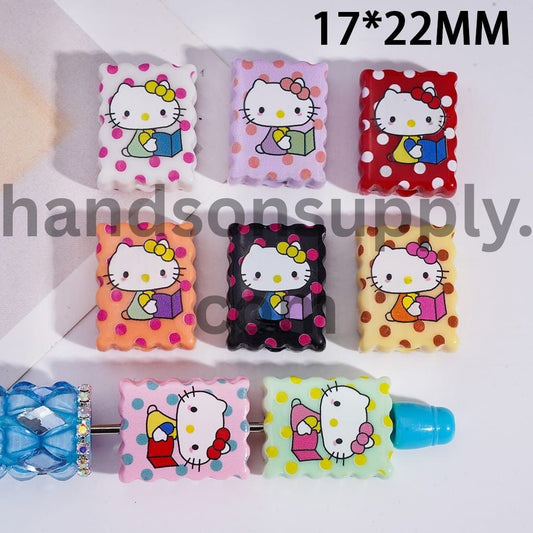 Cute Cat Polka Dots Wavy-Edged Rectangular Shape Acrylic Beads 17*22MM, Random Mix