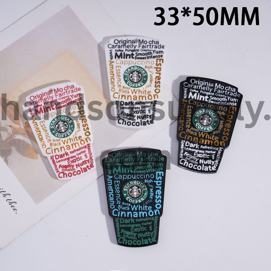 Coffee Cup Series in Solid Colors Acrylic Charm Pendant 33*50MM, Random Mix