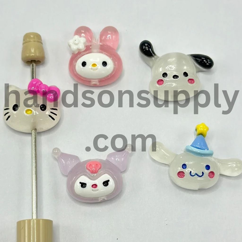 Luminous Cute Cartoon Animal Head Resin Beads Random Mix