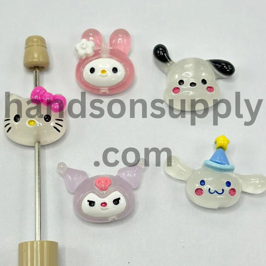 Luminous Cute Cartoon Animal Head Resin Beads Random Mix