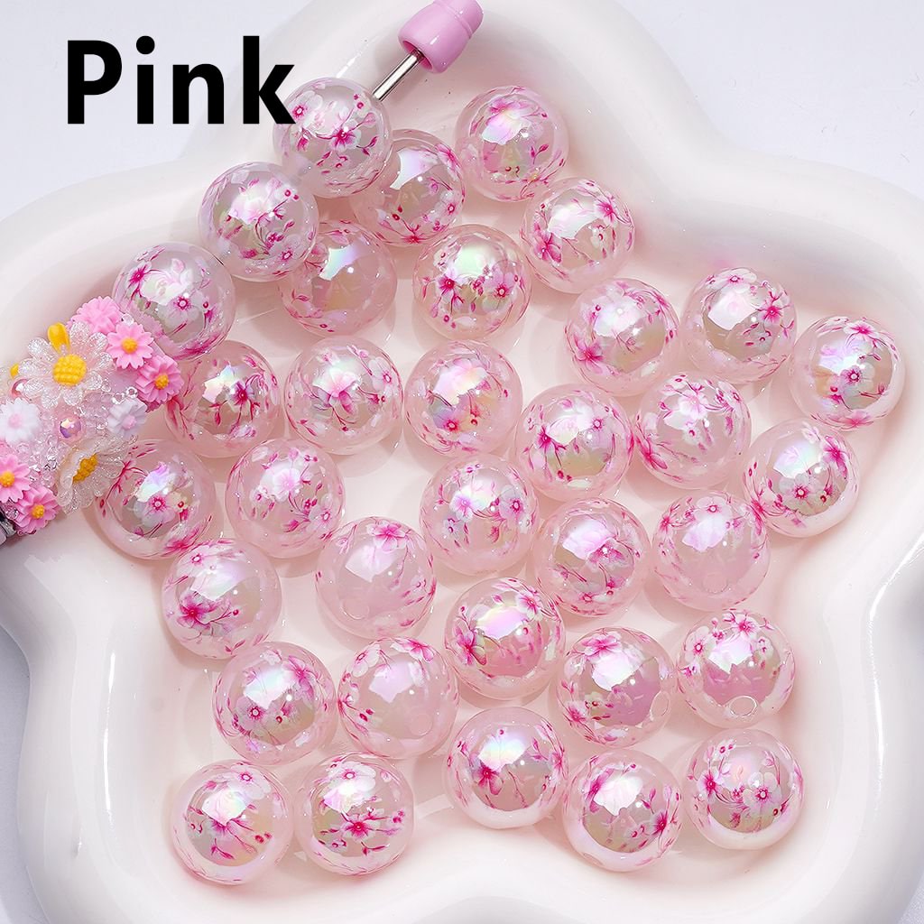 Charming Jelly-Colored Plum Blossom Beads – 16MM Acrylic with UV Shine