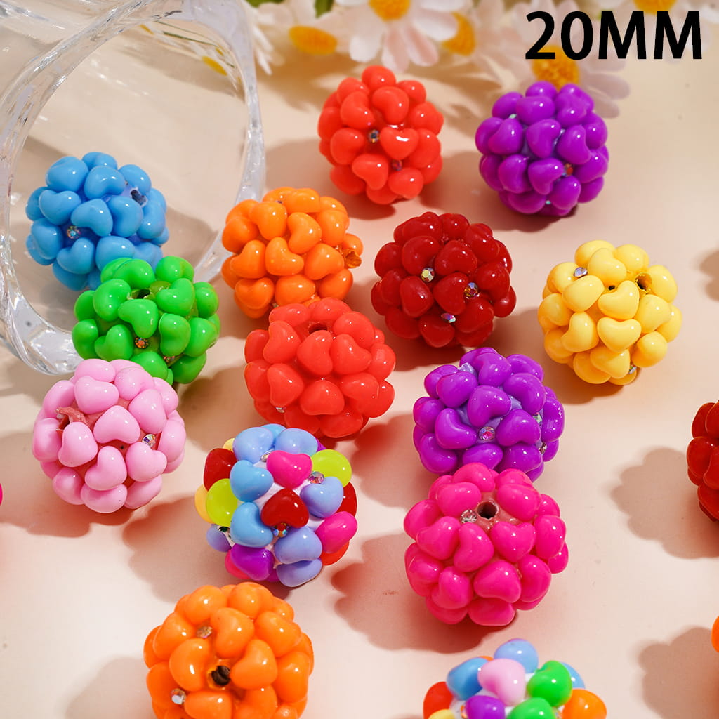 Neon Colors Hearts Clay Beads, 20MM, Random Mix