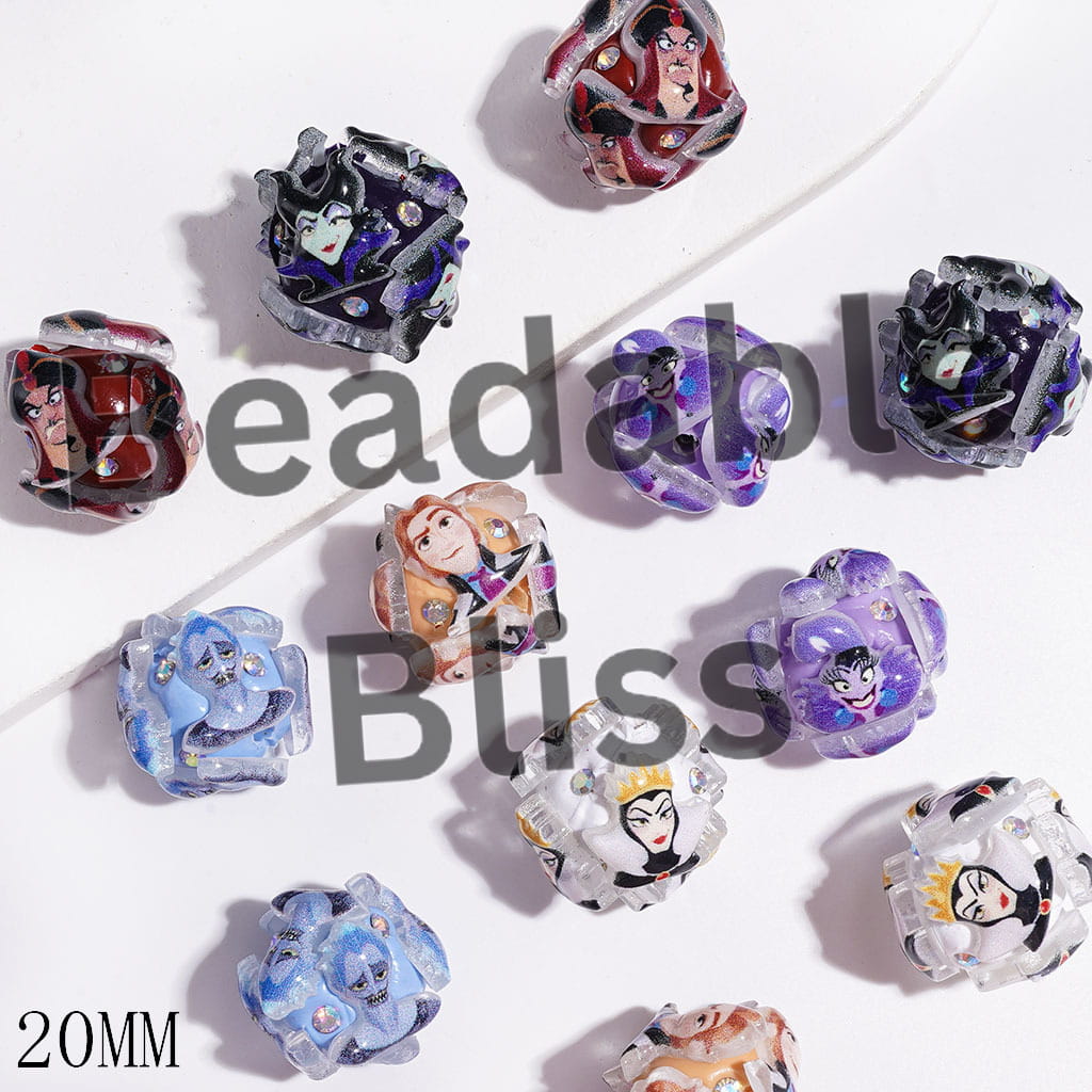 Classic Animation Villain Character Series and AB Rhinestones Clay Beads, 20MM Random Mix