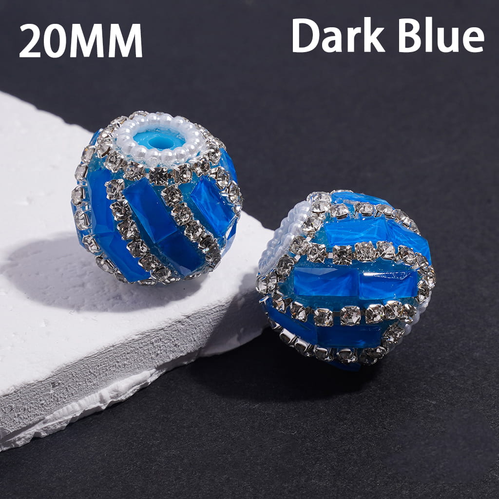 Spiral Style Rectangle and Clear Rhinestone Chains, White Pearl Chains Fluorescence Color Handcrafted Acrylic Beads 20MM