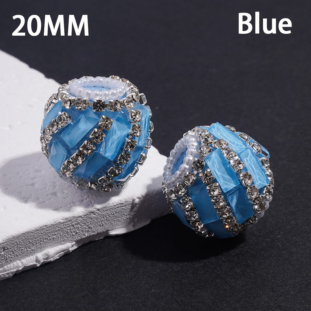 Spiral Style Rectangle and Clear Rhinestone Chains, White Pearl Chains Fluorescence Color Handcrafted Acrylic Beads 20MM