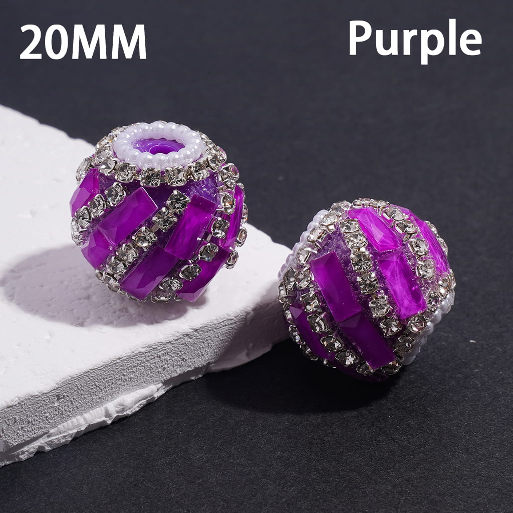 Spiral Style Rectangle and Clear Rhinestone Chains, White Pearl Chains Fluorescence Color Handcrafted Acrylic Beads 20MM