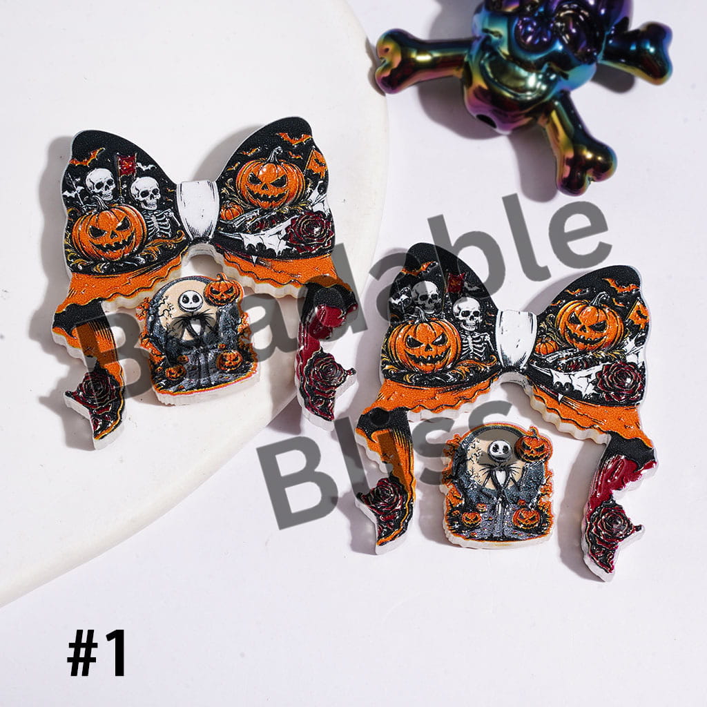 Halloween Theme Horror Series Acrylic Beads Bow and Ornament (Please Read Description)