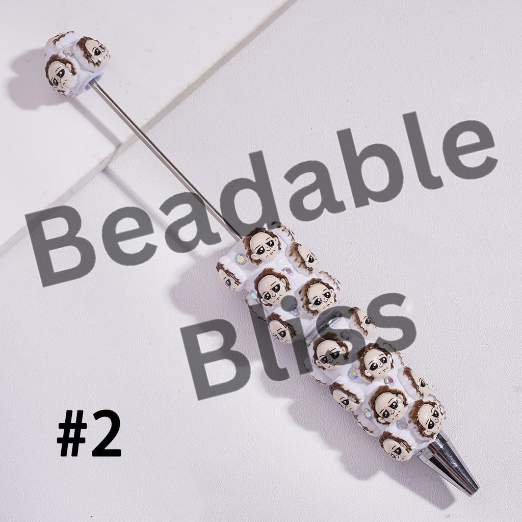 Beadable Clay Pens with Horror Character Head-Parts Series and AB Rhinestones