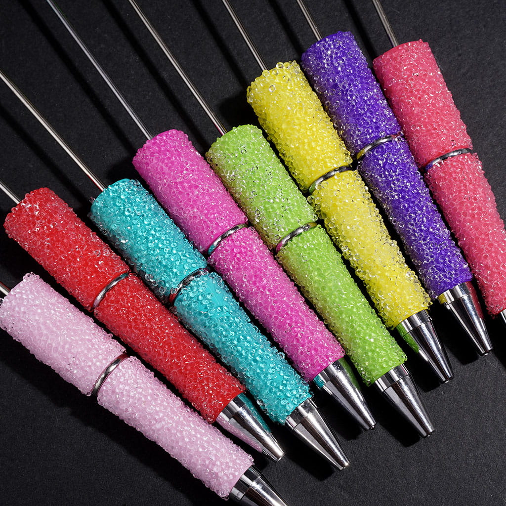 Sugar Beadable Pens with Cone Shaped Clear Rhinestones Covering the Entire Pen, Multi-Color