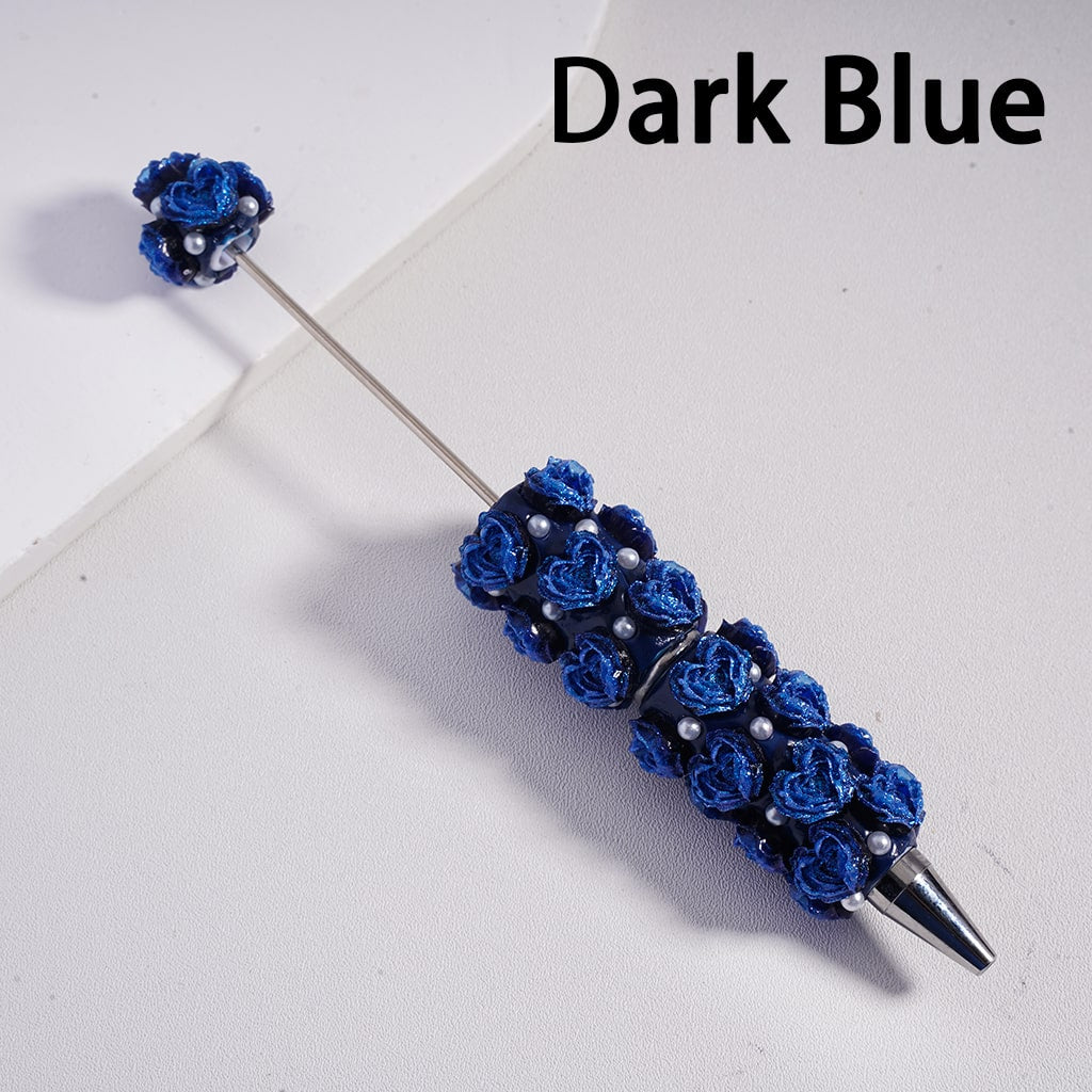 Luminous Heart Shaped Cute Mini Rose Flower Design with White Pearls Beadable Clay Pen