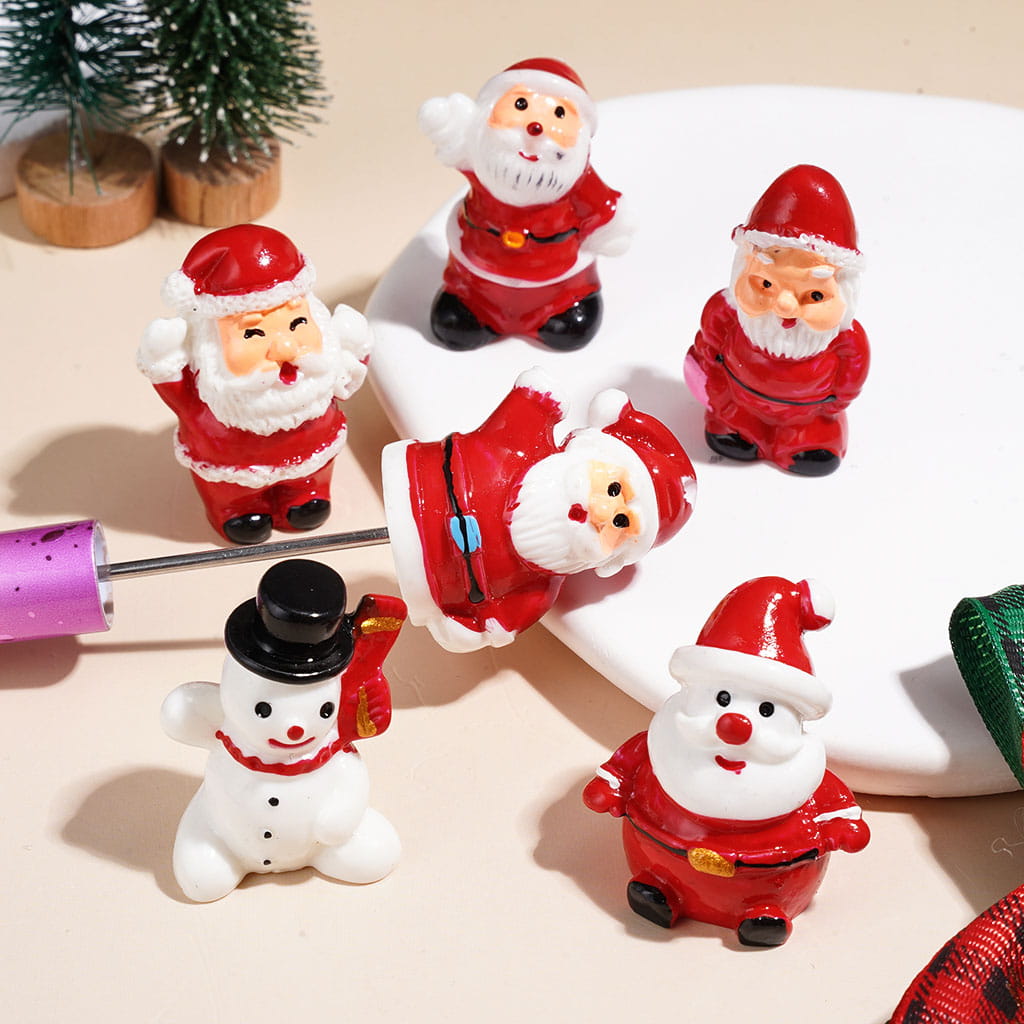 Christmas Theme with Diverse Style Santa Claus and Snowman Acrylic Beads for Pen Topper or Jewelry Accessories