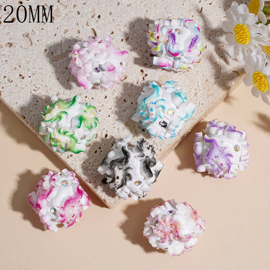 Nine-Tailed Fox Clay Beads with AB Rhinestones 20MM Various Colors, Random Mix