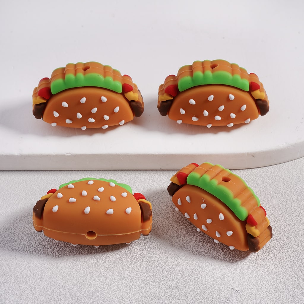 3D French Fries, Chicken Nuggets & Taco Fast Food Theme Silicone Focal Beads