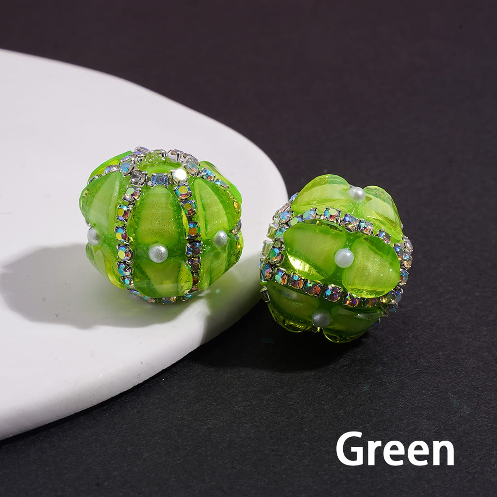 Handmade Silver Alloy Flower & Round Ring with Drop Water Effect, Neon Colors Acrylic Beads 22MM Random Mix
