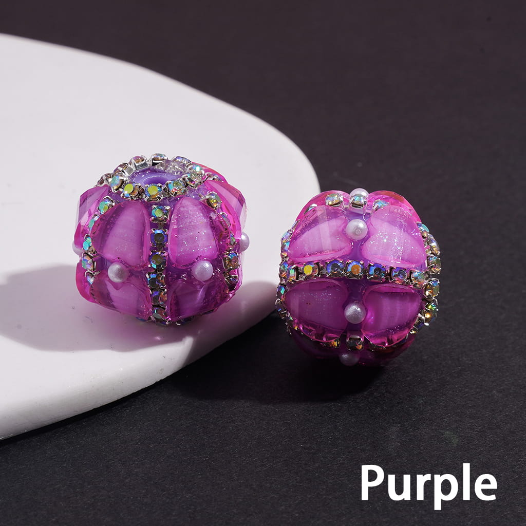 Handmade Silver Alloy Flower & Round Ring with Drop Water Effect, Neon Colors Acrylic Beads 22MM Random Mix