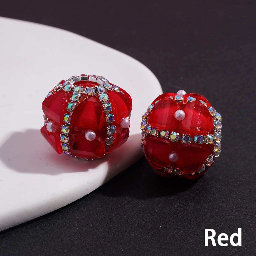 Handmade Silver Alloy Flower & Round Ring with Drop Water Effect, Neon Colors Acrylic Beads 22MM Random Mix