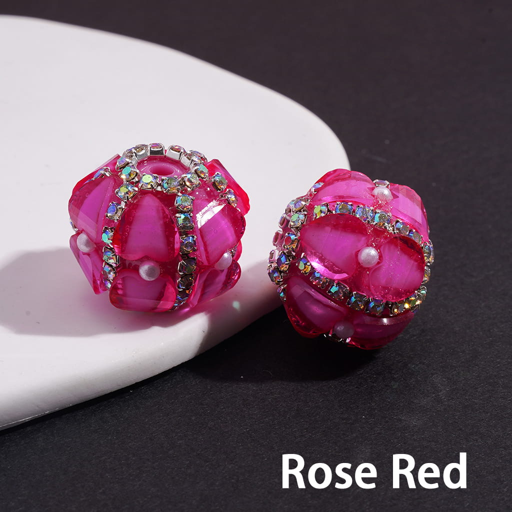 Handmade Silver Alloy Flower & Round Ring with Drop Water Effect, Neon Colors Acrylic Beads 22MM Random Mix