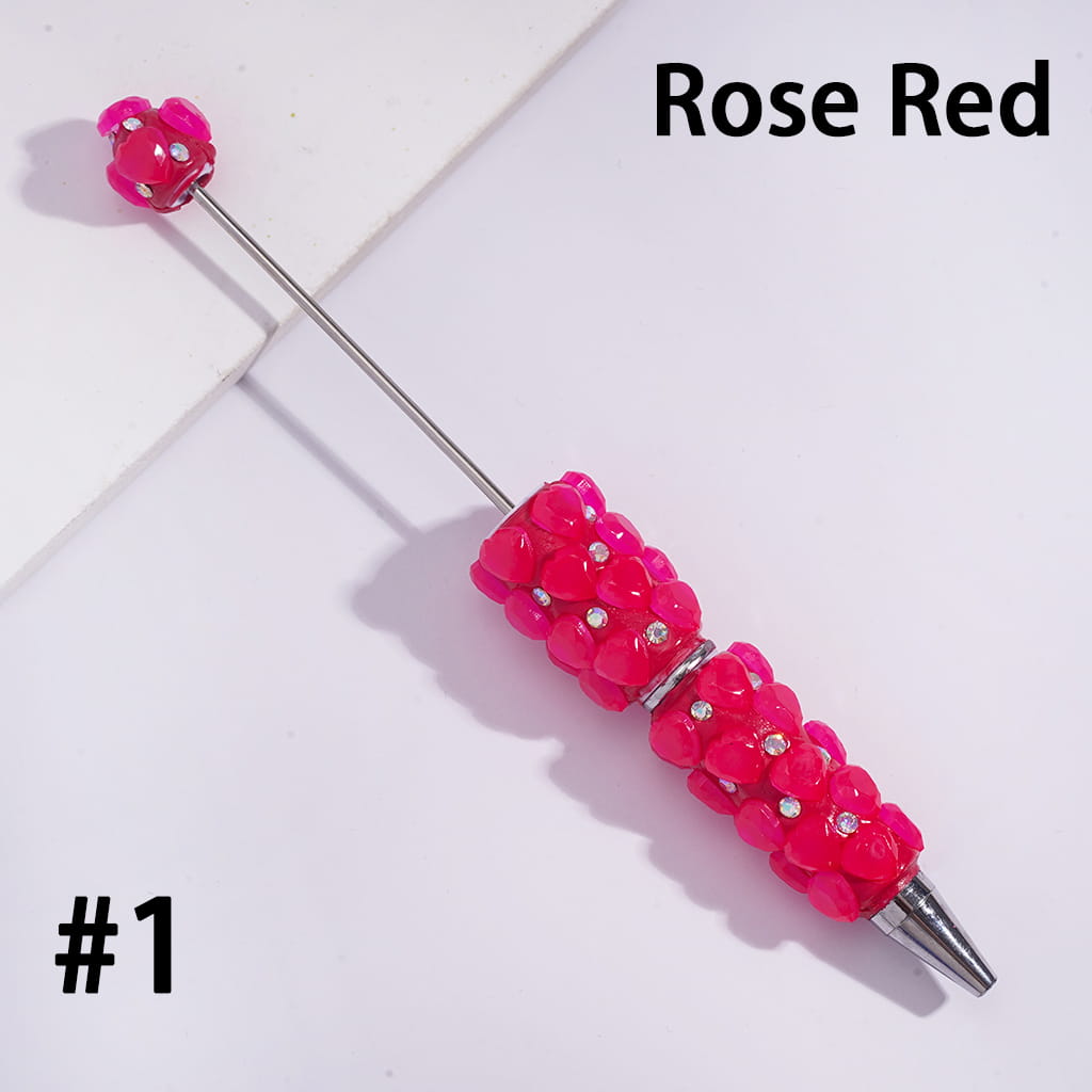 Fluorescent Beadable Clay Pens with Multi-Face Heart & AB Rhinestone Design