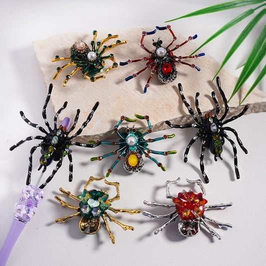 Fancy Alloy Spider Horror Skeleton Skull with Rhinestones, Chains & Shiny Hearts Butterflies Stars Snowflakes Clay Bead Random Mix