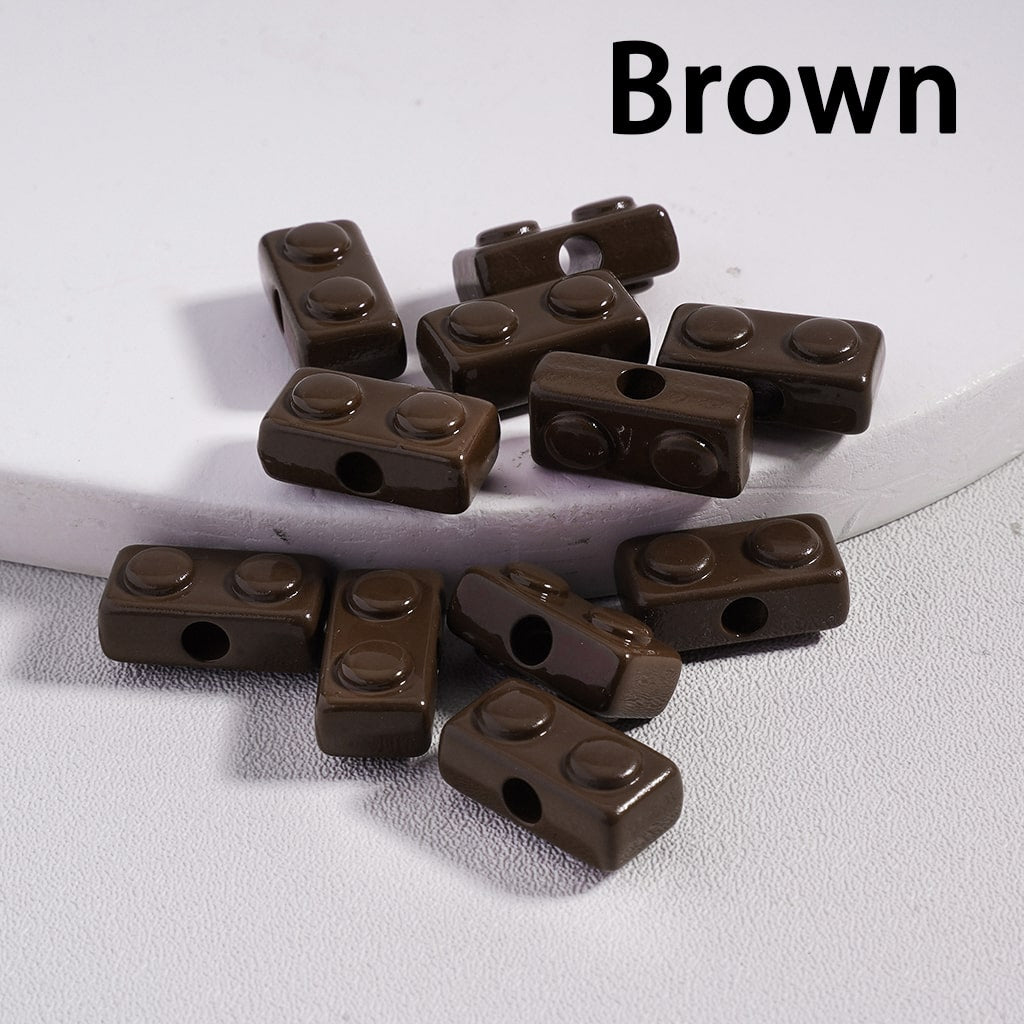 Mini Building Block Toy Acrylic Beads in Solid Color, 6*13MM (Single Color is available for 500pcs(Whole Bag)Only) Ramdom Mix