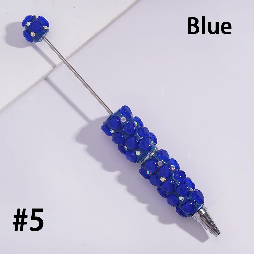 Fluorescent Beadable Clay Pens with Multi-Face Heart & AB Rhinestone Design