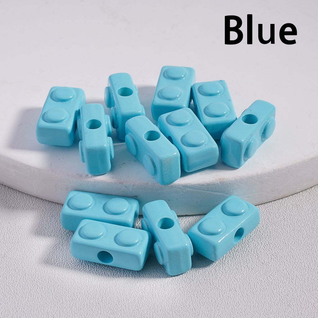 Mini Building Block Toy Acrylic Beads in Solid Color, 6*13MM (Single Color is available for 500pcs(Whole Bag)Only) Ramdom Mix