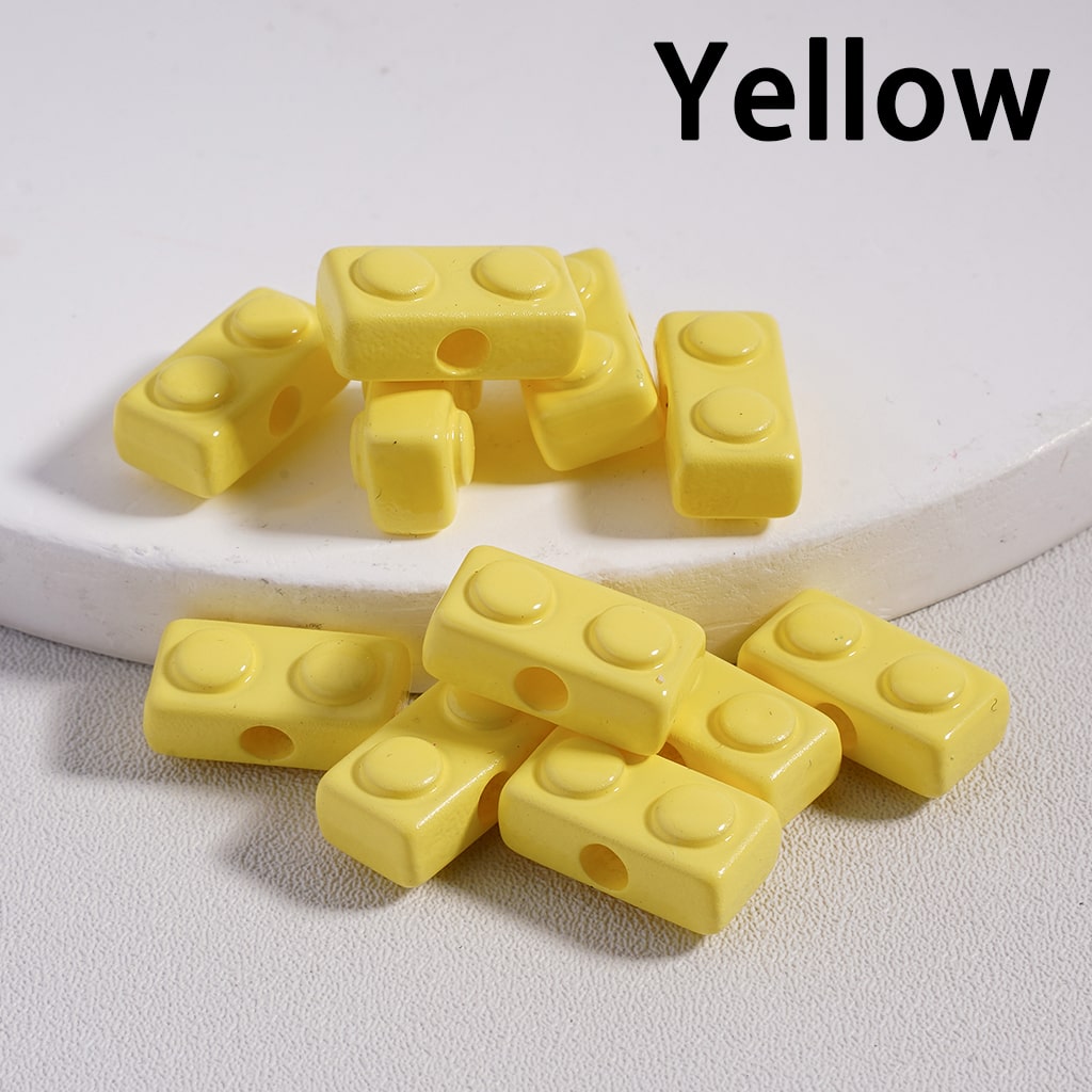 Mini Building Block Toy Acrylic Beads in Solid Color, 6*13MM (Single Color is available for 500pcs(Whole Bag)Only) Ramdom Mix