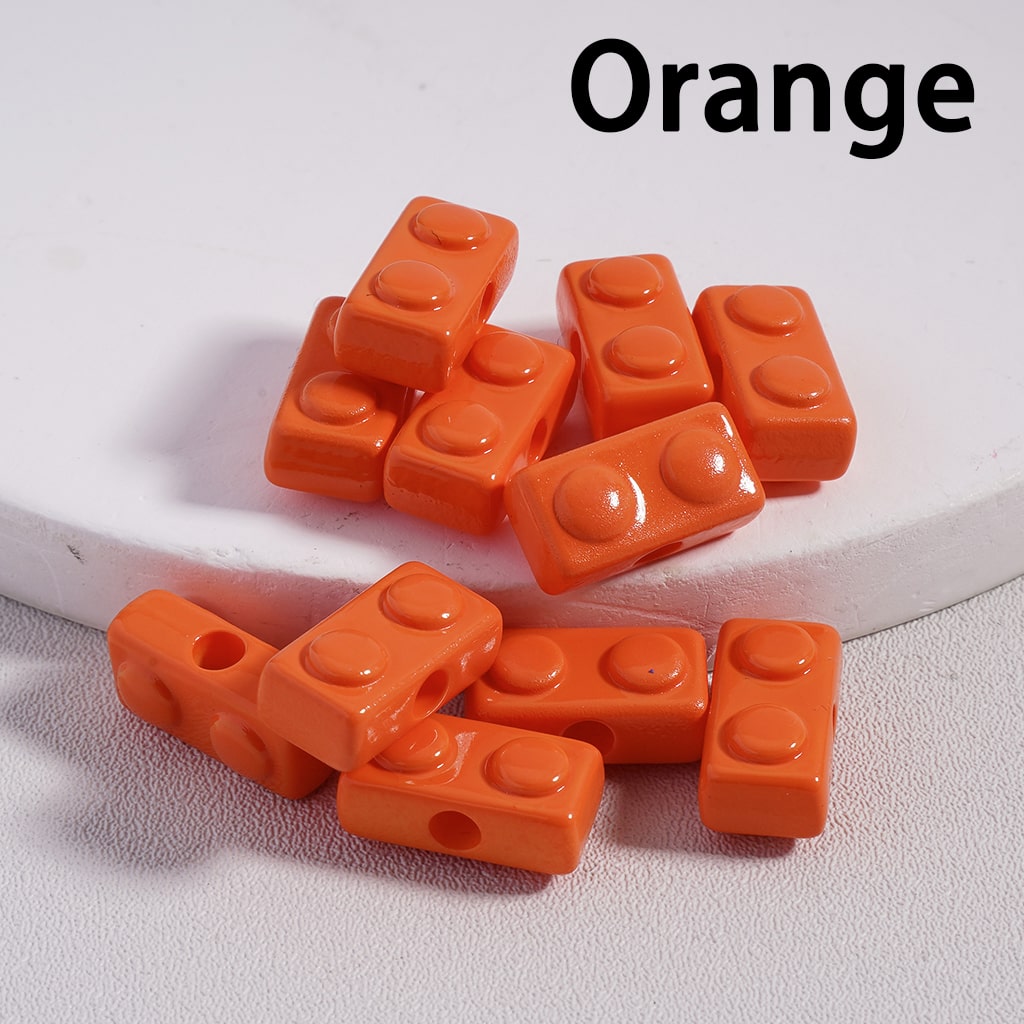 Mini Building Block Toy Acrylic Beads in Solid Color, 6*13MM (Single Color is available for 500pcs(Whole Bag)Only) Ramdom Mix