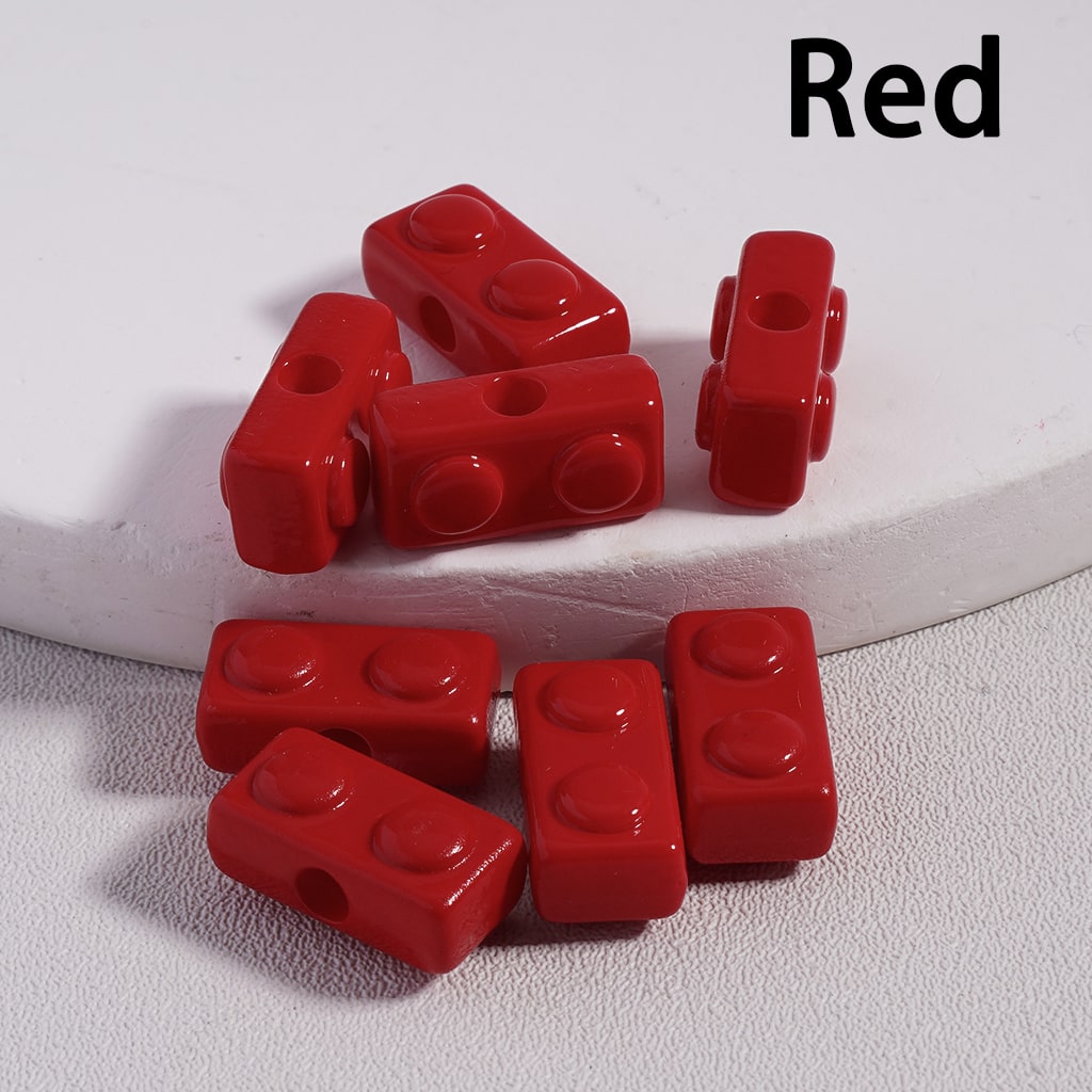 Mini Building Block Toy Acrylic Beads in Solid Color, 6*13MM (Single Color is available for 500pcs(Whole Bag)Only) Ramdom Mix