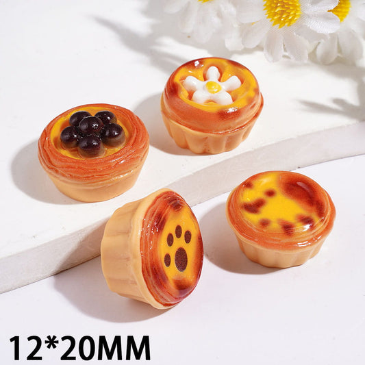 Yummy Cute Food Theme Egg Tart Custard Acrylic Charms for Jewelry Making, 12*20MM, Random Mix, No Hole