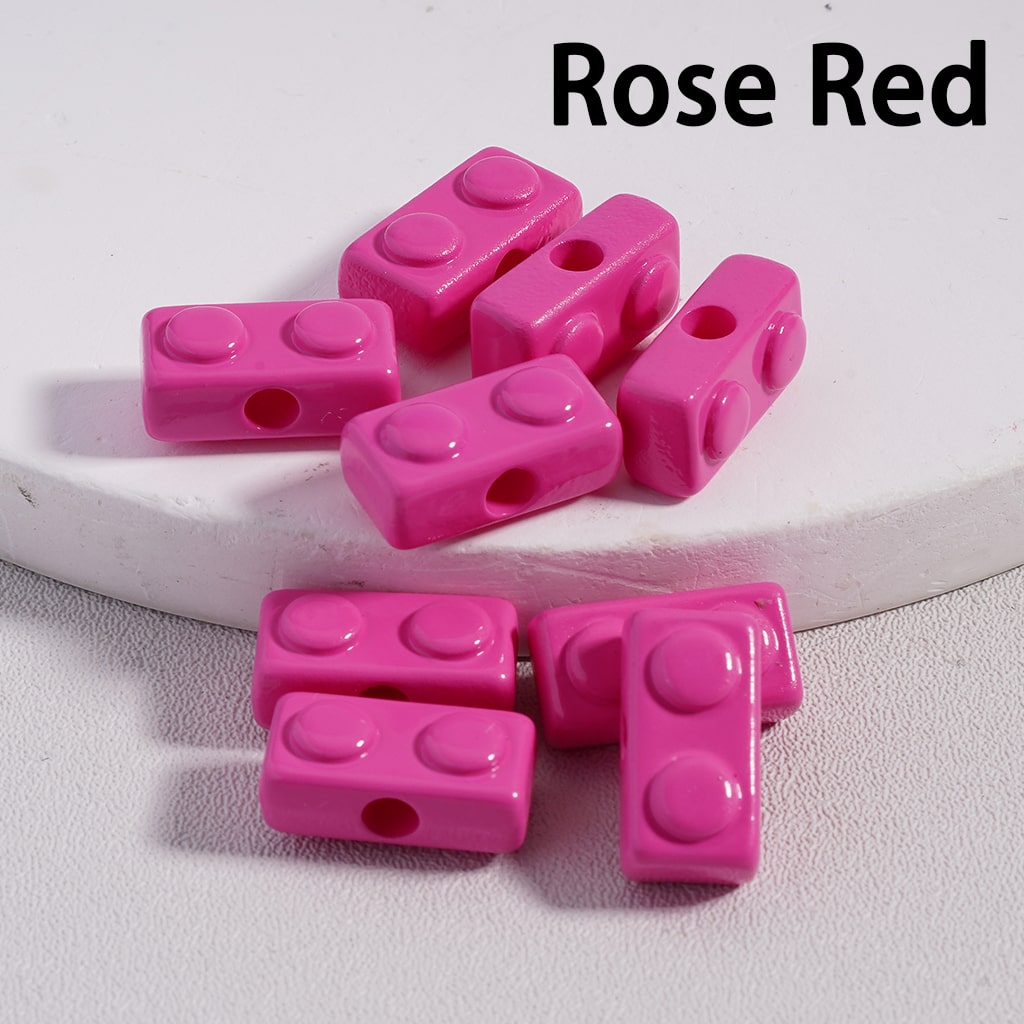 Mini Building Block Toy Acrylic Beads in Solid Color, 6*13MM (Single Color is available for 500pcs(Whole Bag)Only) Ramdom Mix