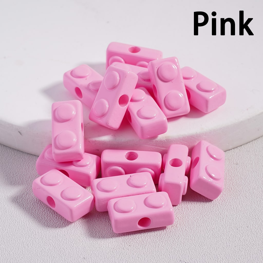 Mini Building Block Toy Acrylic Beads in Solid Color, 6*13MM (Single Color is available for 500pcs(Whole Bag)Only) Ramdom Mix