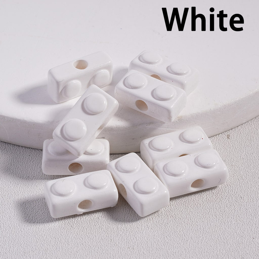 Mini Building Block Toy Acrylic Beads in Solid Color, 6*13MM (Single Color is available for 500pcs(Whole Bag)Only) Ramdom Mix