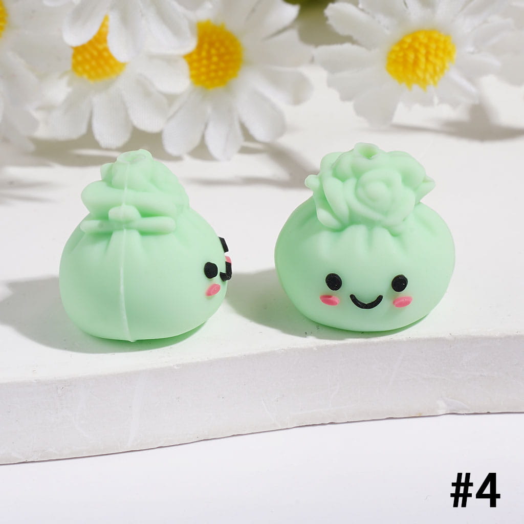 3D Smiling Dumpling with Rose Flower Silicone Focal Beads, Multi-Color