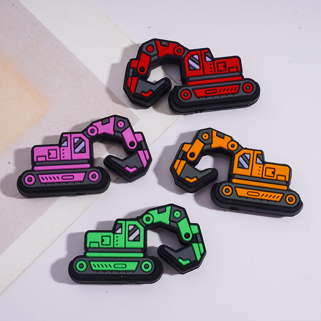 Crawler Excavator Traxcavator Series in Various Colors Silicone Focal Beads Random Mix