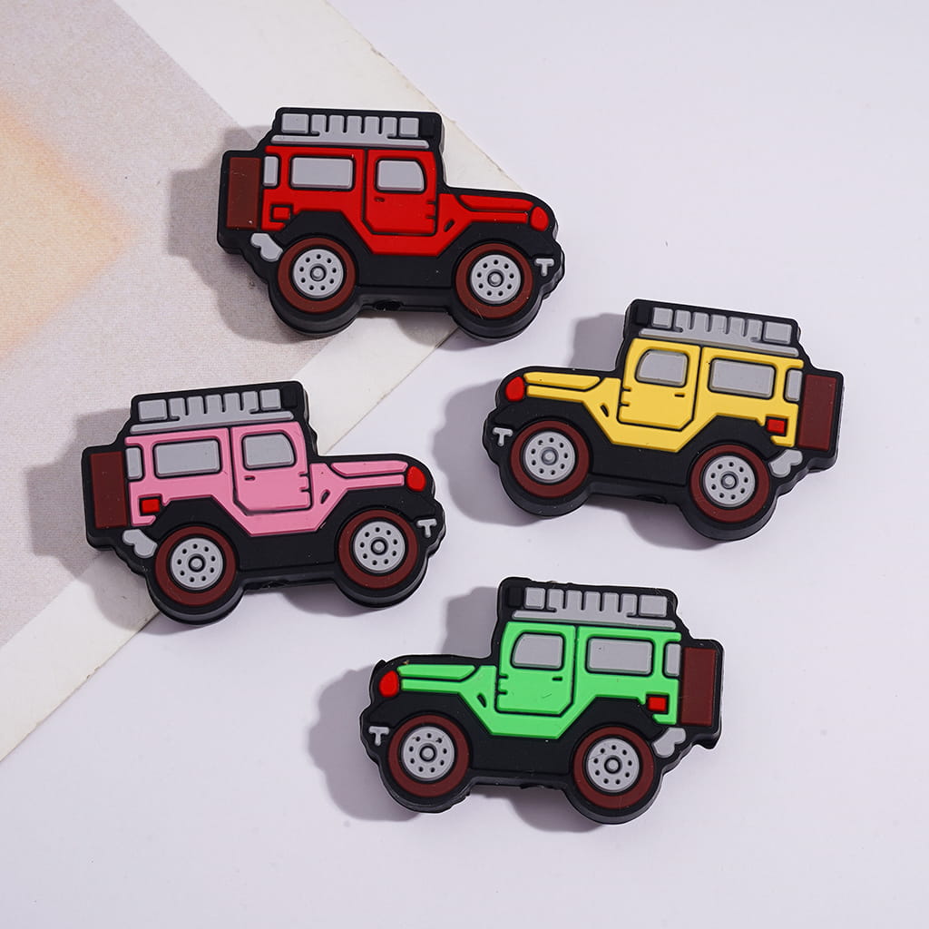 Off-Road Vehicles Theme in Assorted Colors Silicone Focal Beads Random Mix