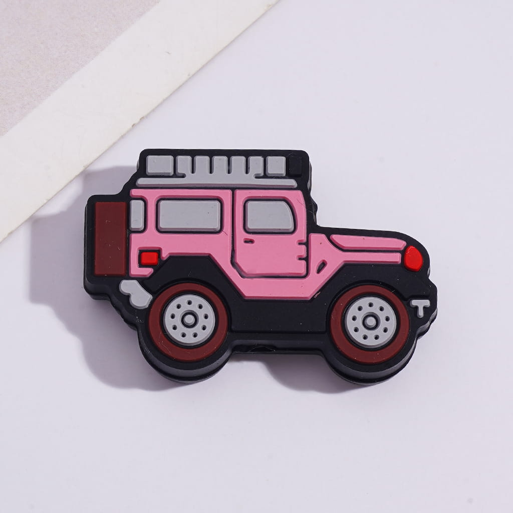 Off-Road Vehicles Theme in Assorted Colors Silicone Focal Beads Random Mix