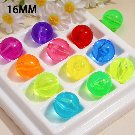 Transparent Candy Colors Round Acrylic Beads for Bracelets 16MM, Random Mix