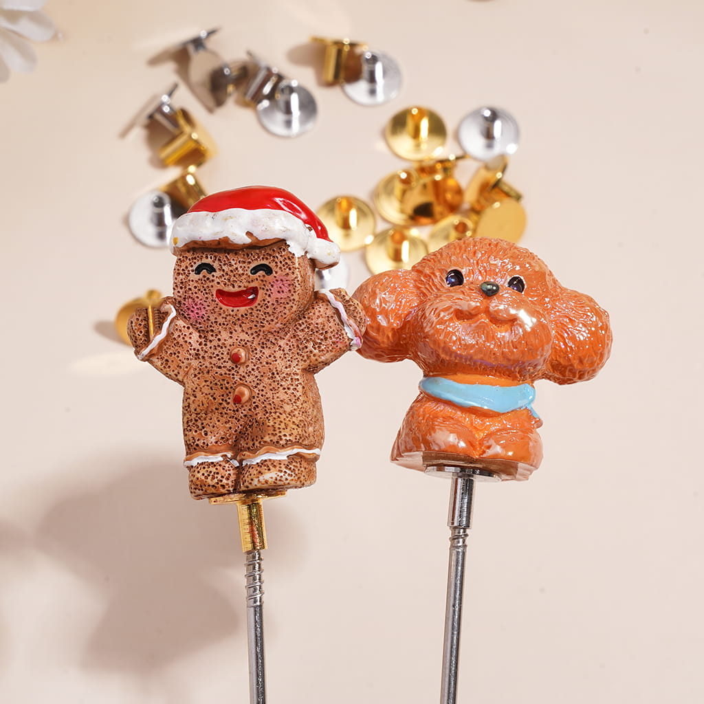 Gold & Silver Elegant Ornament Accessories, No Dog & Gingerbread Unique Metal Pen Topper for DIY Beadable Pens