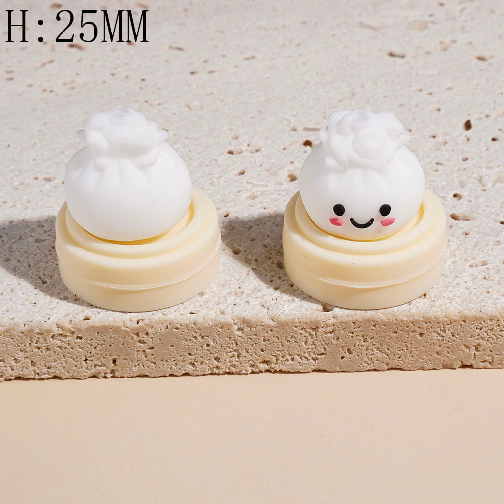 3D Smiling Dumpling with Rose Flower and Steamer Basket Silicone Focal Beads, Height 25MM Multi-Color
