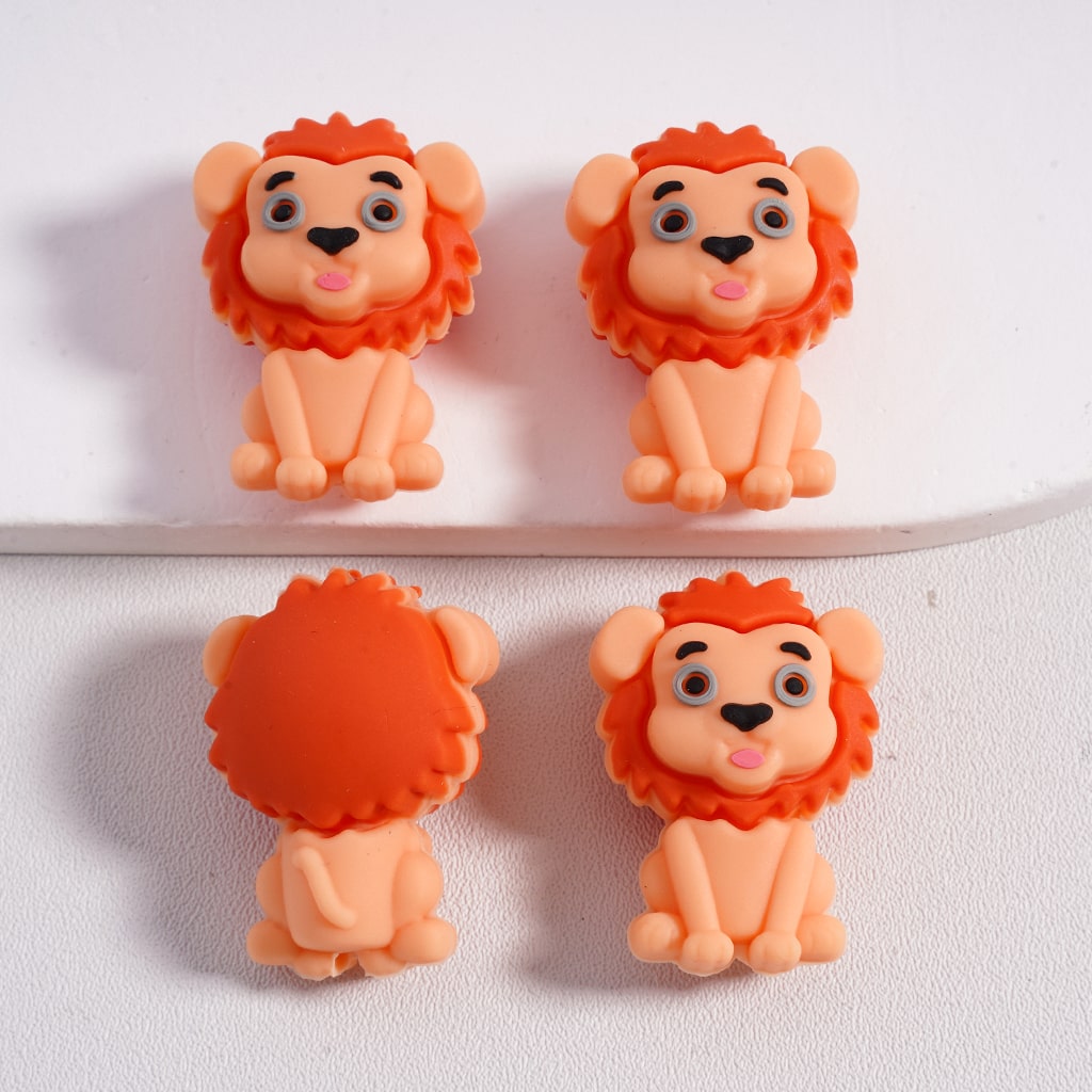 3D Cute Lion King Animal Series Silicone Focal Bead