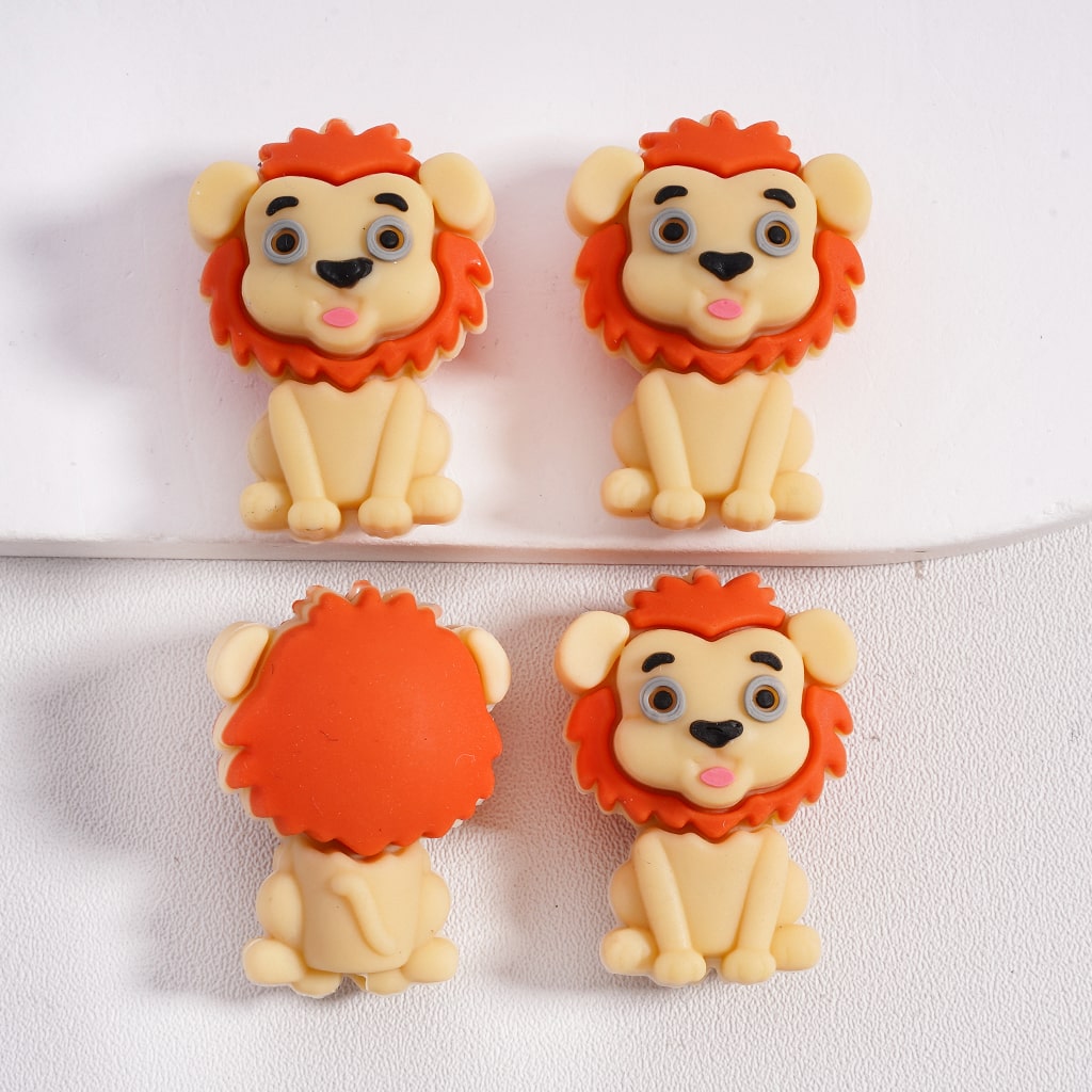 3D Cute Lion King Animal Series Silicone Focal Bead