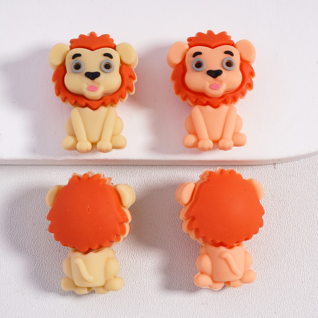 3D Cute Lion King Animal Series Silicone Focal Bead
