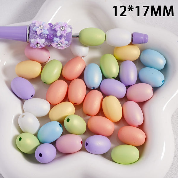 Matte Macaron Color Oval Shape Acrylic Beads 12*17MM, Random Mix ...