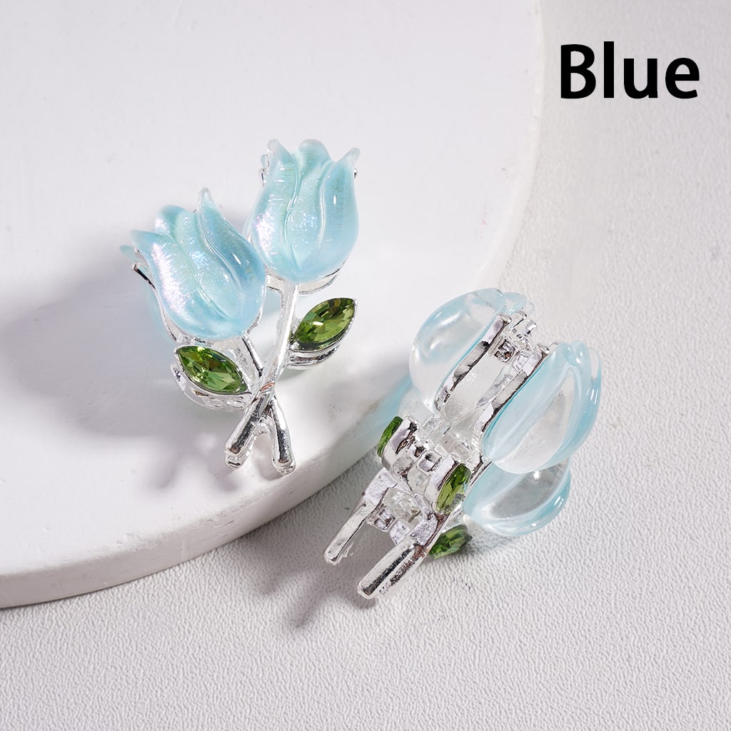 UV-Coated Fancy Silver Alloy Beads Cute Tulip Flower Design 21*29MM