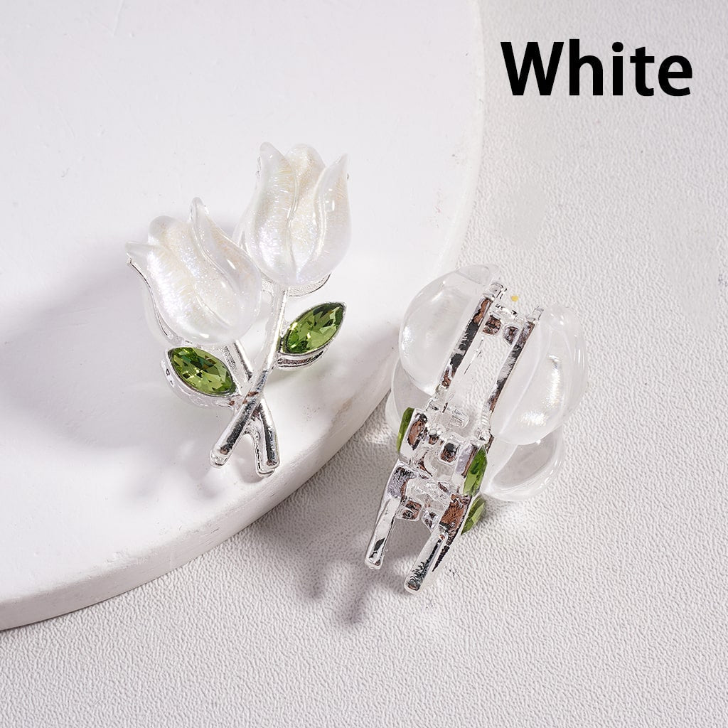 UV-Coated Fancy Silver Alloy Beads Cute Tulip Flower Design 21*29MM