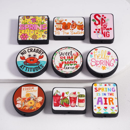 Vibrant Spring Collection with Mixed Cute Colorful Designs Silicone Focal Beads Random Mix