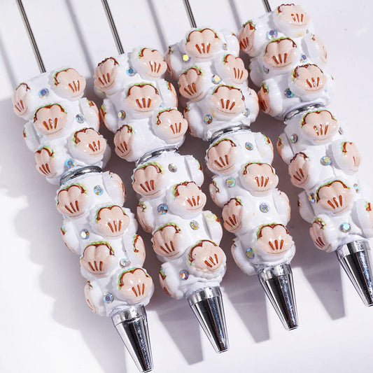 Cute Cat Claw White Beadable Clay Pens with AB Rhinestones